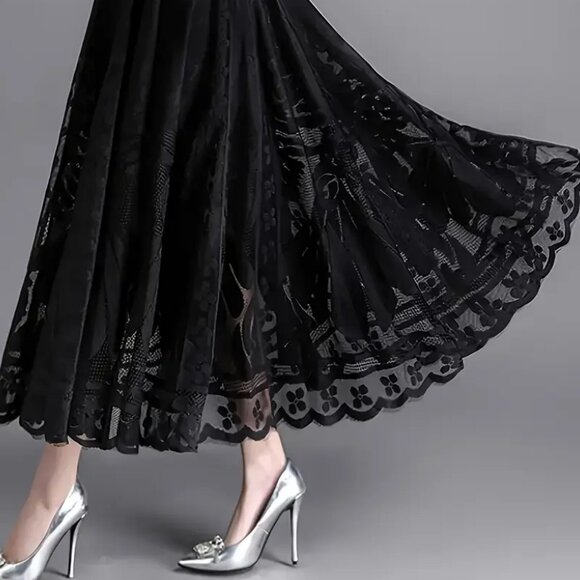 NEW! ELEGANT Lace A LINE FLOWY SKIRT SZ L - Picture 1 of 7